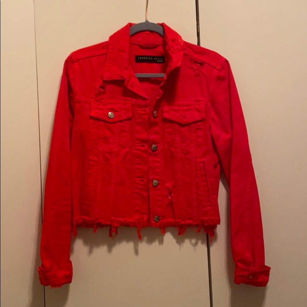 Veronica Beard Red Denim Jacket